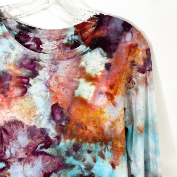 Old Navy‎ Small Top Handmade Tie Dye Long Sleeve Earthy Boho Artsy Grunge 1391 - Picture 6 of 10